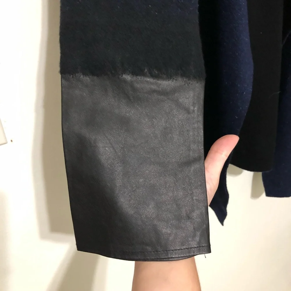 Vince Leather Cuff Wool Cashmere Sweater Jacket - Picture 6 of 9